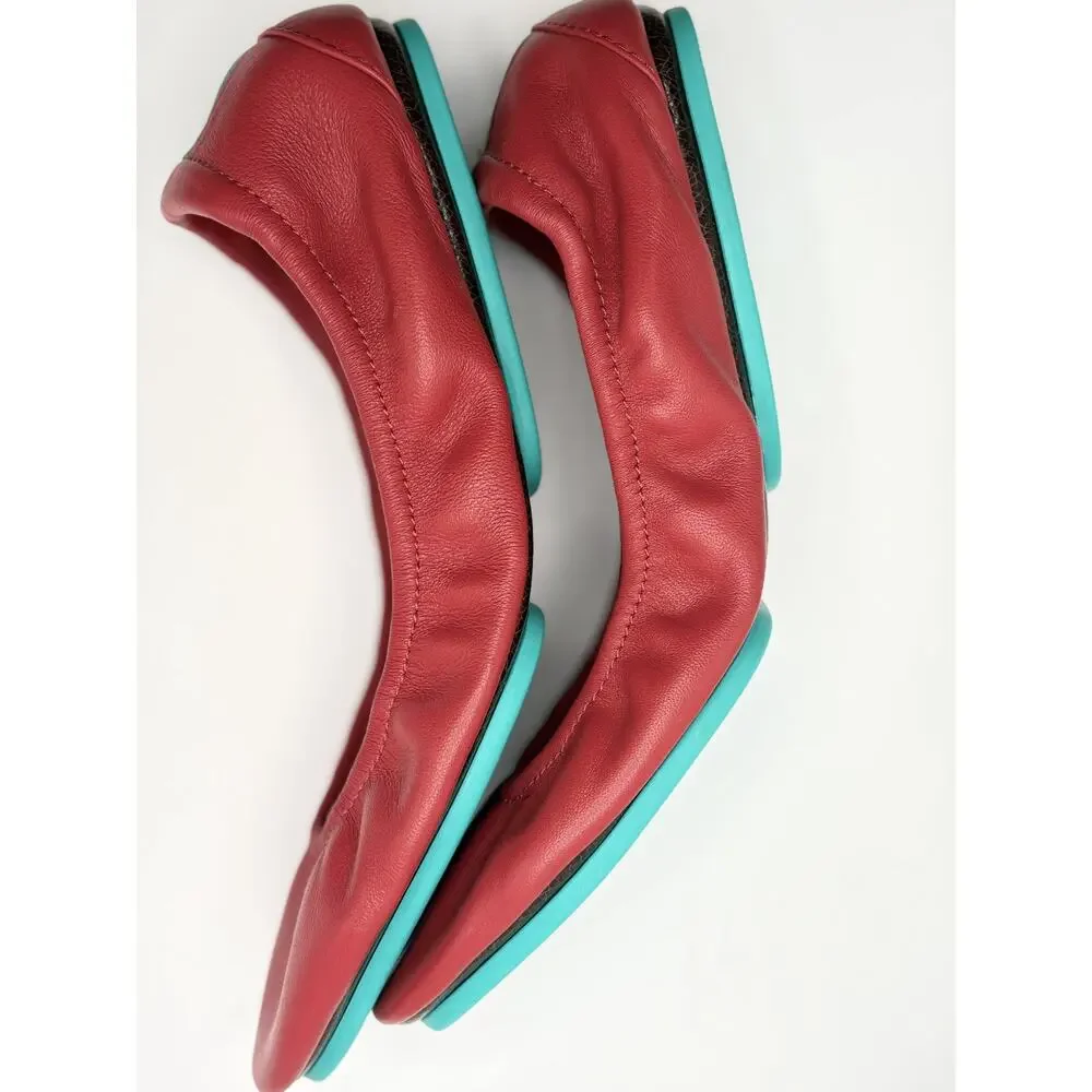 Tieks by Gavrieli Poppy Red Leather Ballet Flats Women's Size 8 Foldable Shoes